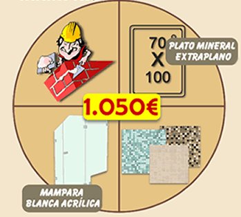 Cambio de bañera por plato de ducha de carga mineral más azulejos más mampara 1.050€